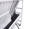 The Line Leader rolling laptop cart by Stand Steady features convenient cord management clips.
