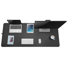 black | black-shelf | Arial view of the Tranzendesk standing desk with props.