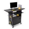 Stand Steady Stellar AV Cart with keyboard tray, cabinet, and drop leaf shelving. 