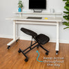 Keep active throughout your workday by transitioning between standing and using a kneeling chair while you work.