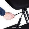 Easily raise and lower your kneeling chair with a pneumatic pump.