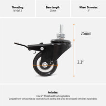 Dimensions and specifications of the Tranzendesk standing desk wheels by Stand Steady.