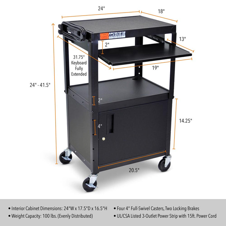 Double Width Audio Rack / Record Player Stand / Stereo Cabinet With  Adjustable Shelf Height on Wheels 