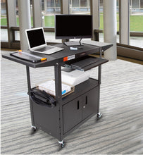 Black | 32"-wide | Lifestyle image of the 32" wide Line Leader AV cart in an office setting.