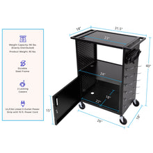 Dimensions of the Stellar AV Cart with cabinet by Stand Steady with cabinet.