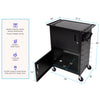 Dimensions of the Stand Steady Stellar AV cart with two locking cabinets.