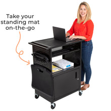 Pair your Stellar media cart mobile workstation by Stand Steady with a standing mat for an ergonomic workday.