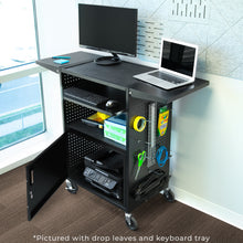 Lifestyle image of the Stellar AV cart by Stand Steady in an office setting.
