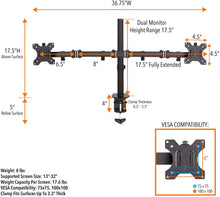 Dimensions of the dual monitor riser by Stand Steady.