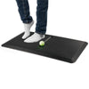 Float of person standing on the anti-fatigue standing mat with massage ball for active standing.