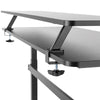 Black | Back angle view of the clamp-on desk shelf in black.
