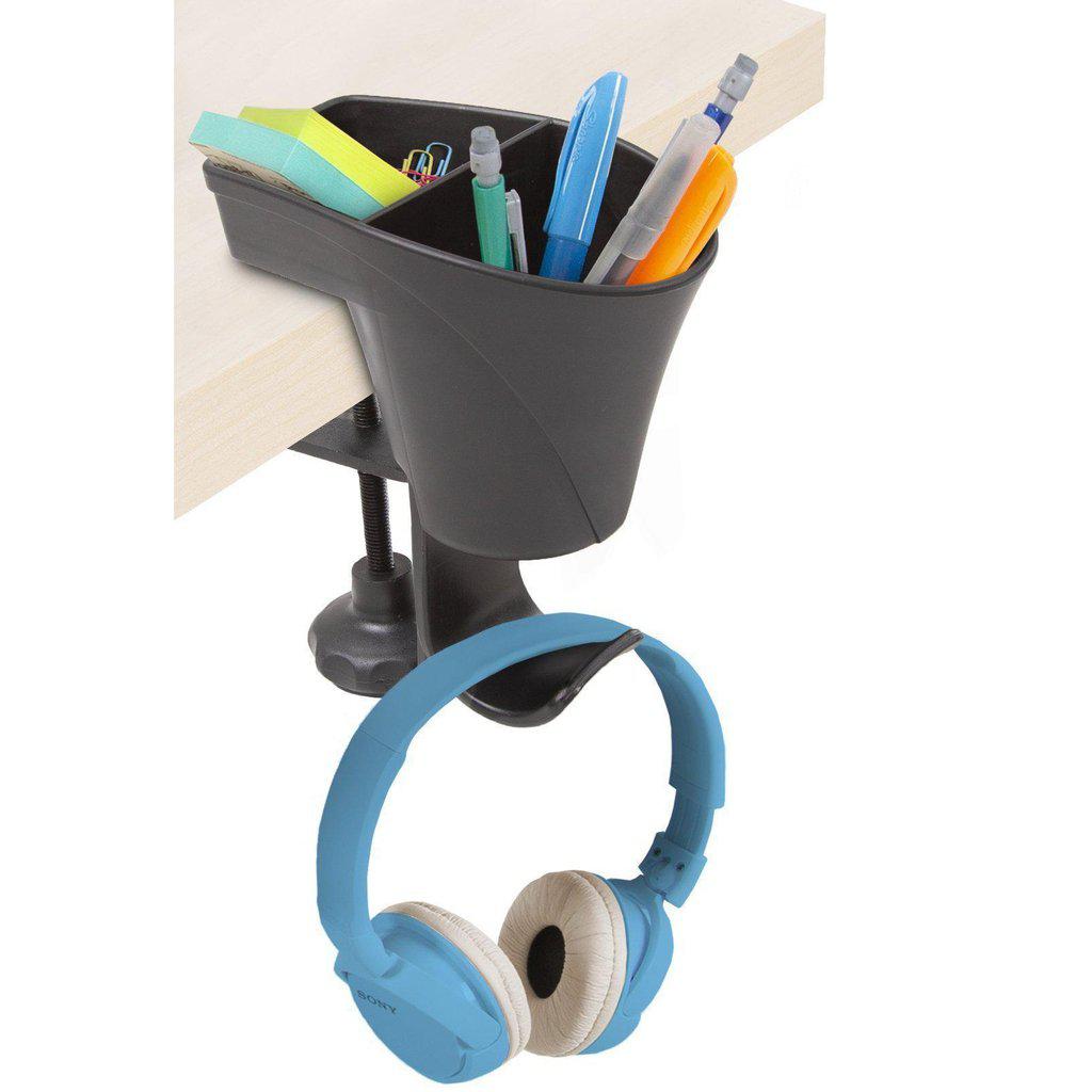 Clamp On Desk Organizer Pen Cup With Hook