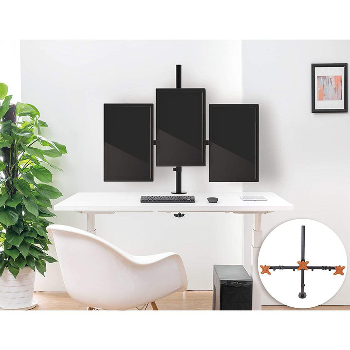 Clamp-On Triple Monitor Mount - Black