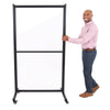 The Stand Steady clear acrylic room divider is 70 inches tall.