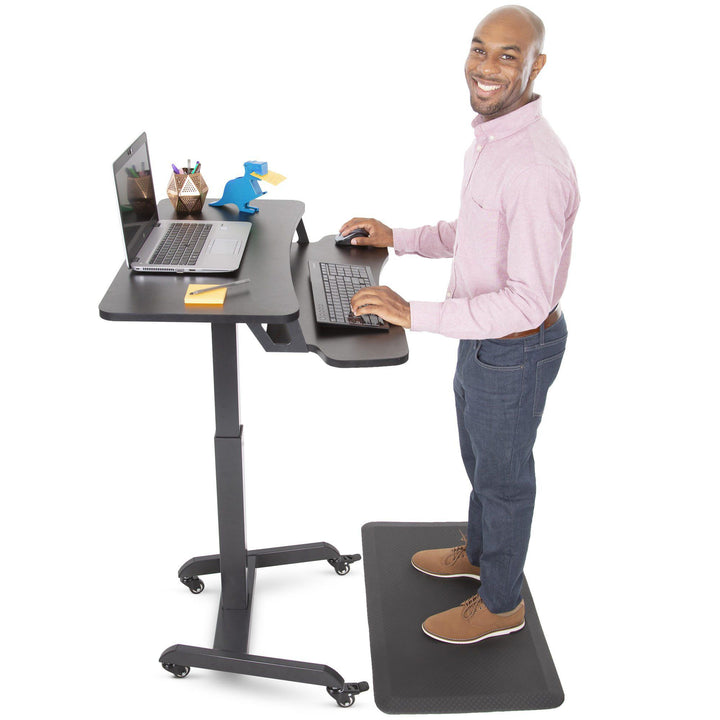 mobile Computer Desk w/ Keyboard Tray 3 Tier Rolling Desk for Small Space  Office