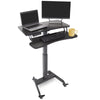 Black | Black electric mobile podium with keyboard tray by Stand Steady.