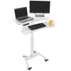White | White electric mobile podium with keyboard tray by Stand Steady.