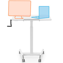 Easily fit your laptop and monitor on the spacious Cruizer crank mobile podium.