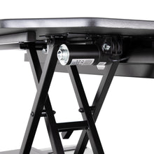 black | 36-inch-desktop | Close-up of the FlexPro Premier 36" electric standing desk converter's motor.