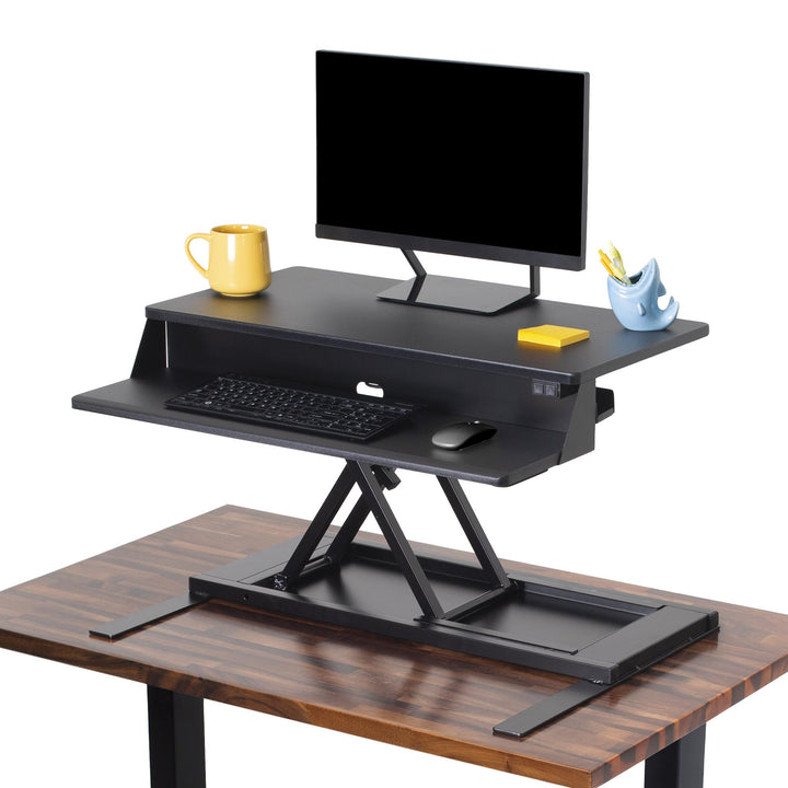 Stand Steady Flexpro Power 36 inch Electric Standing Desk - Electric Height Adjustable Stand Up Desk by Award Winning Holds 2 Monitors (Black) (36)