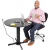 Power your laptop, phone, or tablet with the height adjustable Stand Steady Round Charging Table!