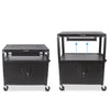 The Line Leader extra large AV cart with cabinet is height adjustable.