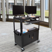 Black | 32"-wide | Lifestyle image of the Line Leader 32" wide media cart by Stand Steady in an office setting.
