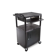 Black | 34-Inch | With-Cabinet | Line Leader plastic AV cart.