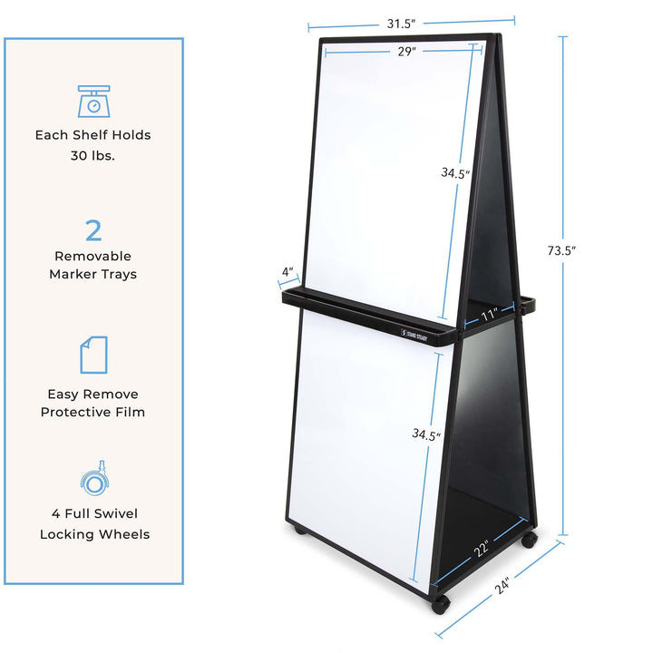 Dry Erase Board - Height Adjustable Mobile Whiteboard