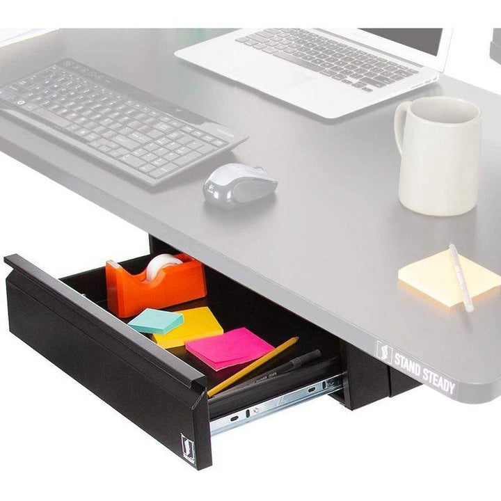 Stand Up Desk Store Add-On Sliding Under-Desk Drawer Storage Organizer  (White)
