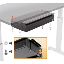 Black | Easily screw in your Stand Steady under desk drawer for a secure storage solution.
