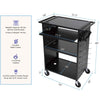 Dimensions of the Line Leader Stellar AV cart with keyboard tray.