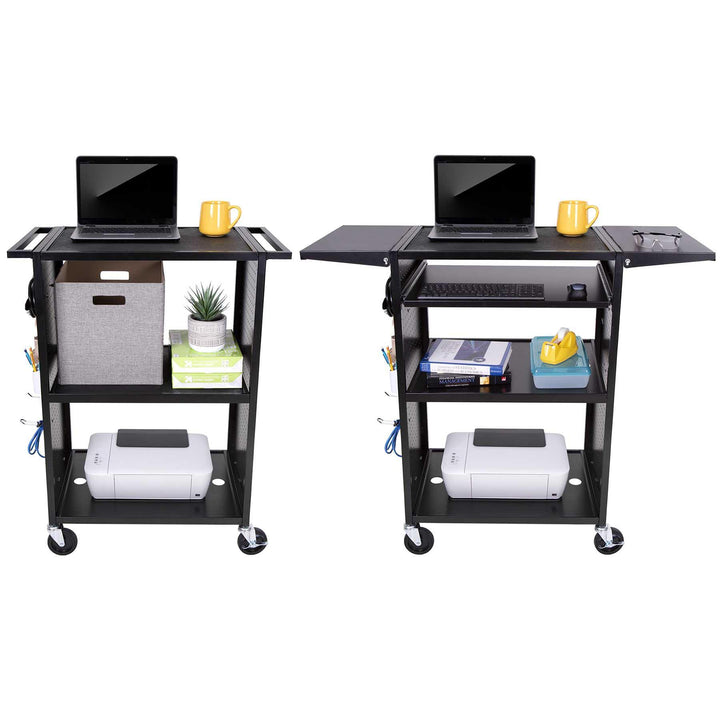 Line Leader Stellar AV Cart | Reimagine Your Teacher Cart with Revolutionary Pegboard Siding & 12 Movable Peg Hooks for Customizable Storage | UL