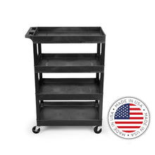 Black | four-tub-shelves | large | All Tubstr brand utility carts are proudly produced in the United States.