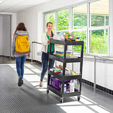 Black | four-tub-shelves | large | The Tubstr classroom cart features for levels of storage and easy-rolling wheels to make moving throughout your school a breeze.