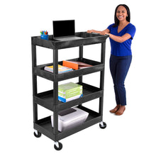 Black | four-tub-shelves | large | Designed with four spacious tub shelves, the Tubstr storage cart is the perfect mobile workstation for any school or office.
