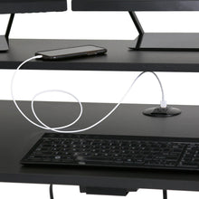 black | black-shelf | Easily charge up to three electronic devices with the Tranzendesk sit to stand desk's built-in charging outlets.