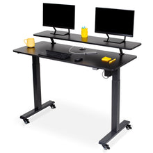 black | black-shelf | Variant of the Tranzendesk 55" Electric Standing Desk with Built-In Charging and shelf.