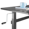 The Stand Steady Tranzendesk standing desk features smooth height adjustments with a removable easy-turn crank.