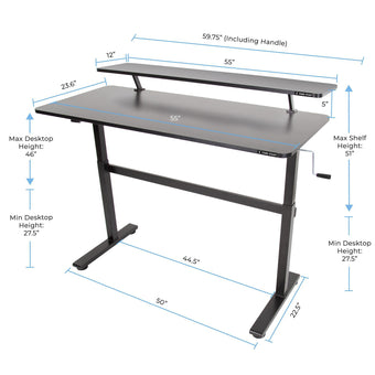 Customizable 55” Manual Crank Standing Desk | Tranzendesk by Stand Steady