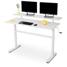 white | white-shelf | Variant of the Tranzendesk standing desk with white frame and shelf.