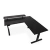Black | with-shelf | The Tranzendesk electric l-shaped standing desk with shelf and no props on it.