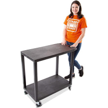 Black | Two-Flat-Shelves | Standard | The standard 2 Flat Shelf Tubstr Utility cart is great for transporting multiple objects while maintaining easy access.