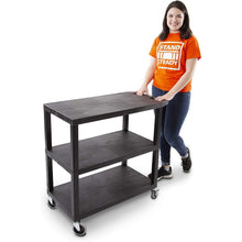 Black | Three-Flat-Shelves | Standard | The standard 3 Flat Shelf Tubstr Utility cart is great for transporting multiple objects while maintaining easy access.