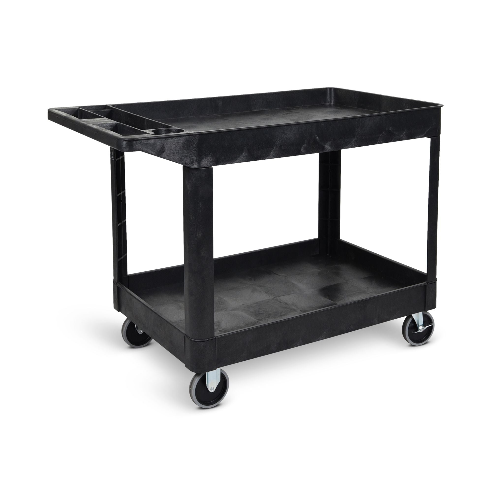 3-Tier Utility Cart, Heavy Duty Commercial Service Tool Cart w/Lockable Wheels, Black