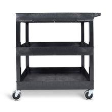 Black | three-tub-shelves | large | Side view of the three shelf Tubstr storage cart by Stand Steady.