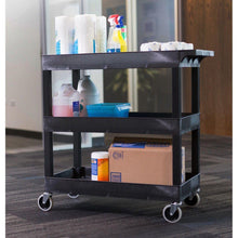 Black | three-tub-shelves | large | The multipurpose Tubstr utility cart with three shelves is the perfect cleaning cart, tool cart, office cart, and more!