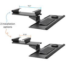 The Stand Steady keyboard shelf comes with two different installation options.