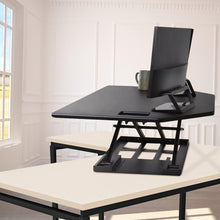 Black | Place this desk converter depicted in black on a corner surface to maximize your space.