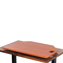 Cherry | The desk converter, shown in cherry, can lay nearly flat on your desk.
